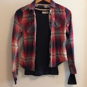 American eagle Flannel & Hollister undershirt